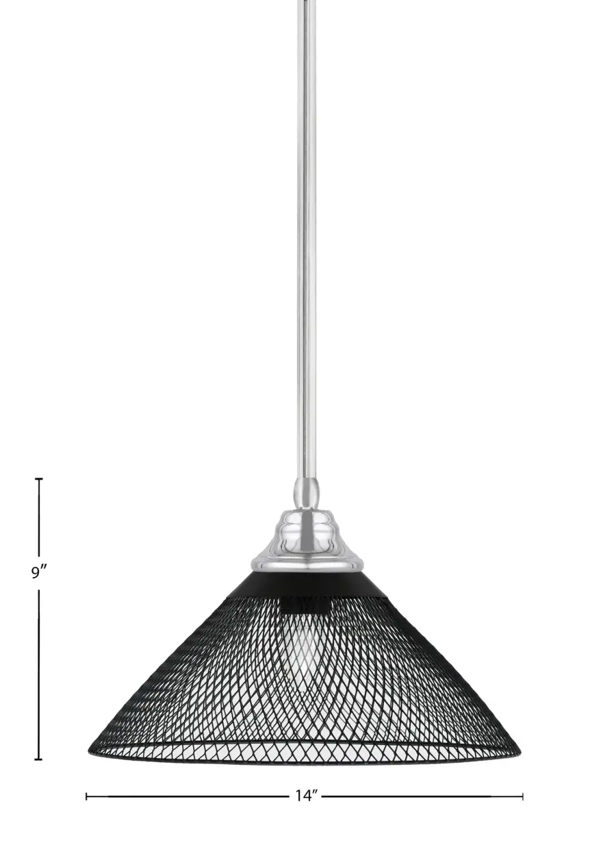 Toltec Lighting Stem Hung Pendant with Matte Black Cone Mesh Shade - Image 2