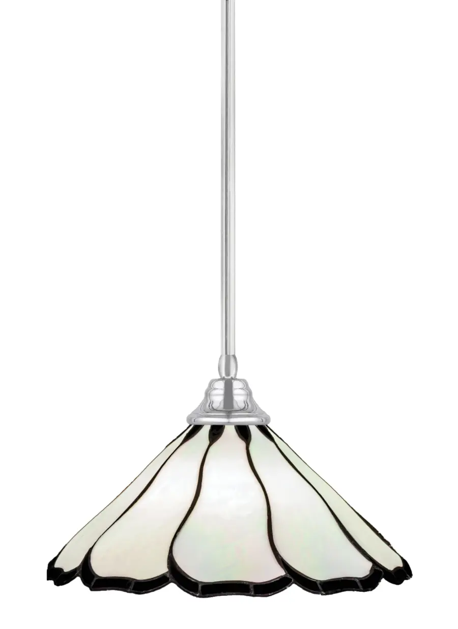 Toltec Lighting Stem Hung Pendant with Pearl & Black Flair Art Glass - Image 1