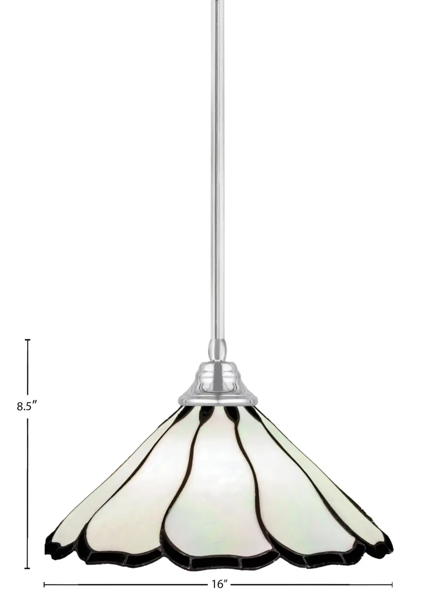 Toltec Lighting Stem Hung Pendant with Pearl & Black Flair Art Glass - Image 2