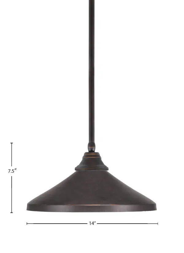 This stem-hung pendant combines industrial style with practical functionality. The 14-inch cone shade directs light efficiently downward, making it ideal for task lighting over kitchen islands or dining tables. - alternate view