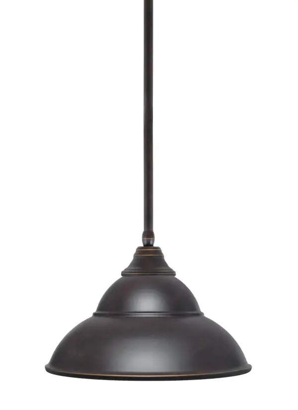This stem-hung pendant combines industrial design with vintage flair, featuring a distinctive double bubble metal shade in brass paired with a dark granite finish. Perfect for adding character to kitchens and dining spaces.