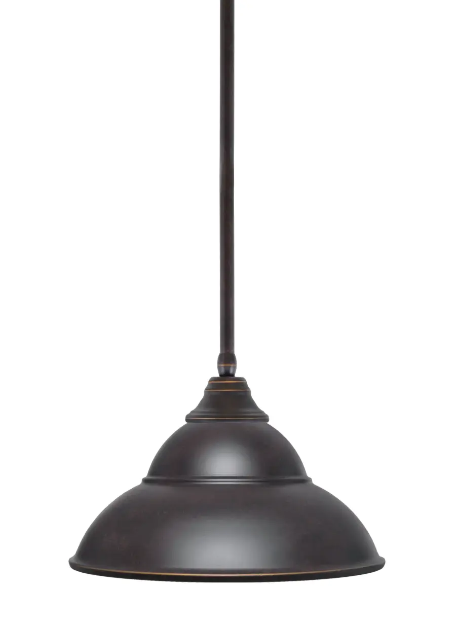 Toltec Lighting Dark Granite Stem Hung Pendant with Double Bubble Metal Shade - Image 1