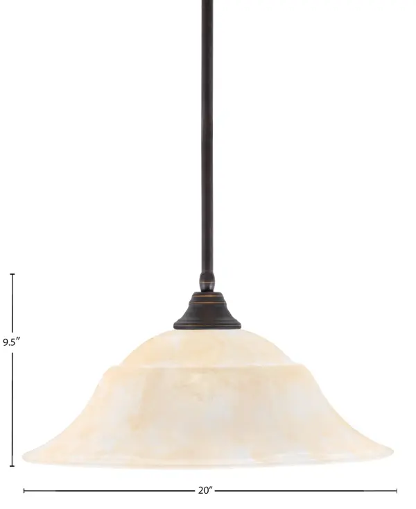 Toltec Lighting Stem Hung Pendant with Amber Marble Glass - Image 2