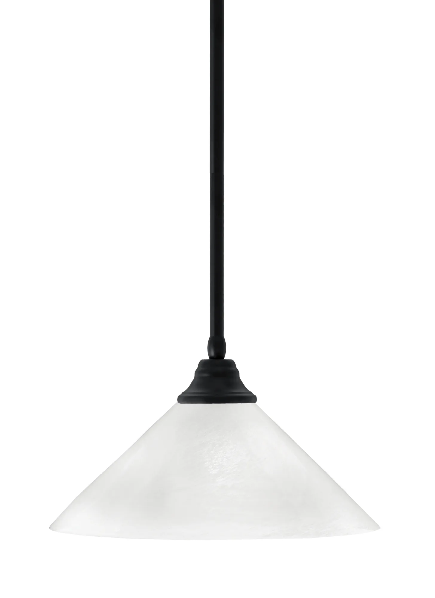 16" White Marble Glass Pendant in Matte Black