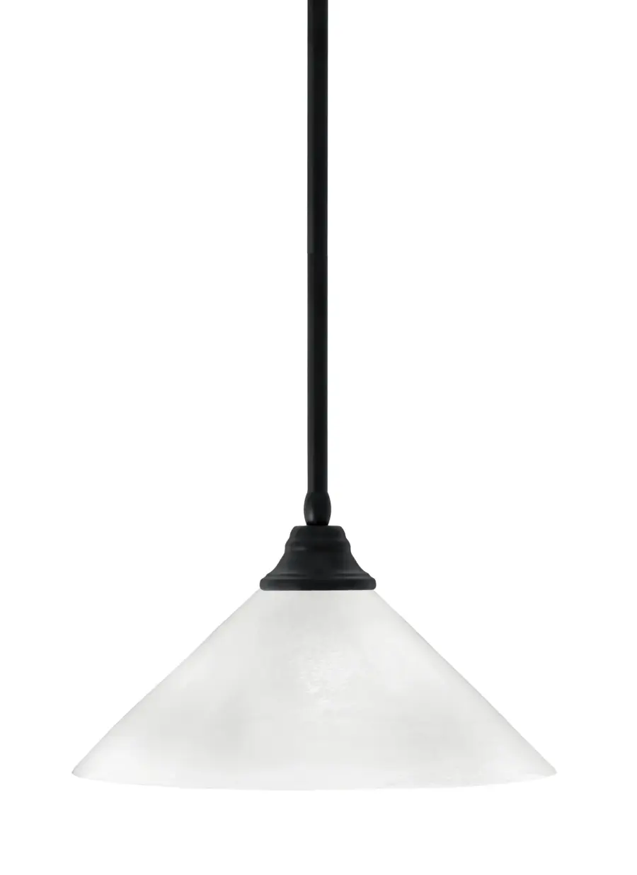 16" White Marble Glass Pendant in Matte Black - Image 1