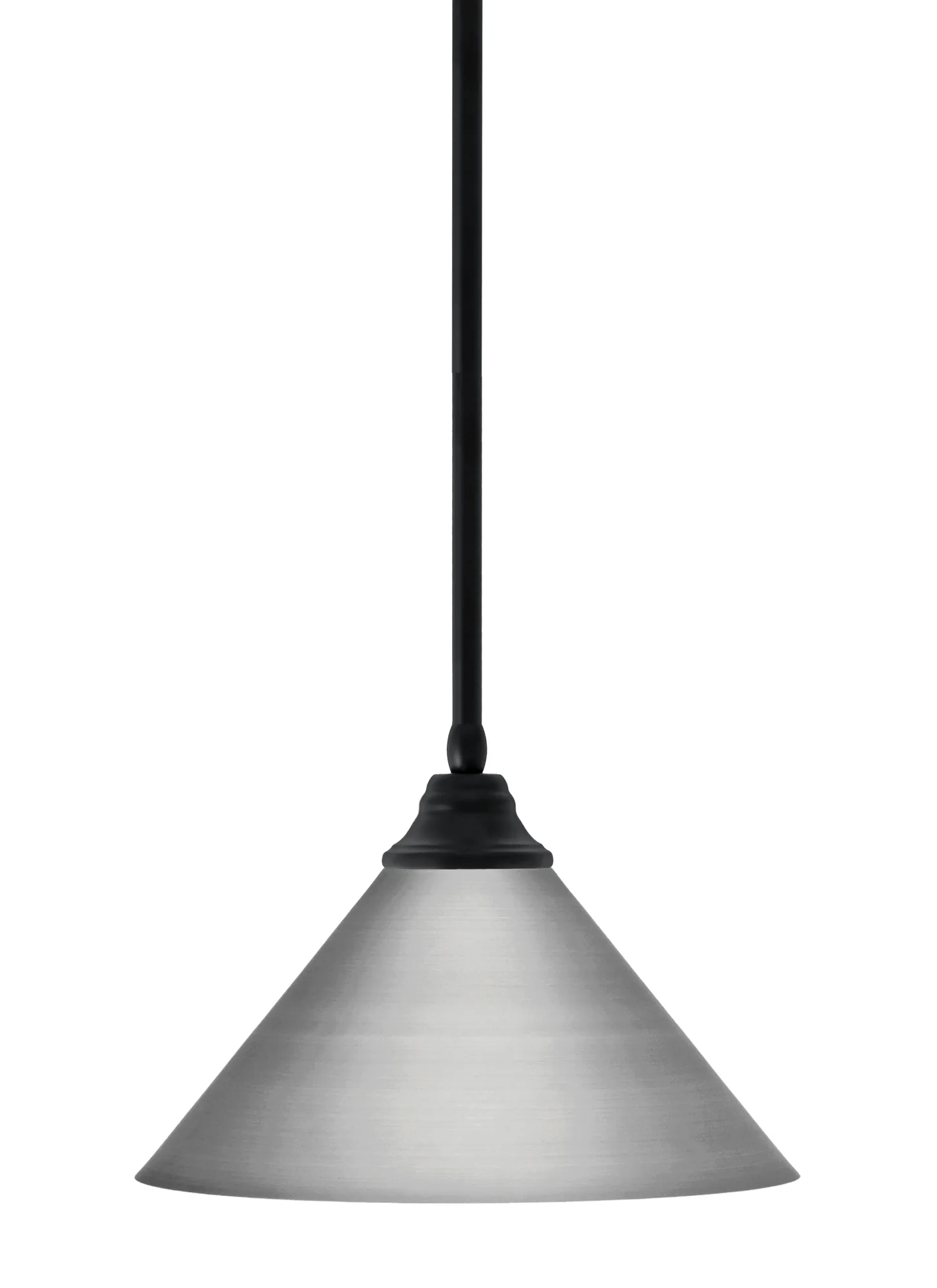 14" Brushed Nickel Cone Pendant with Matte Black Stem