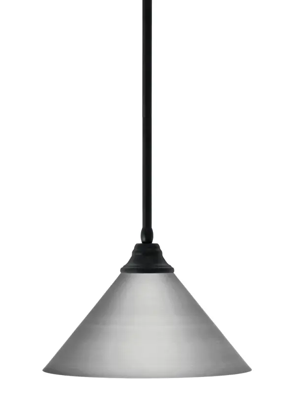 This stem-hung pendant combines matte black hardware with a brushed nickel cone shade for a sophisticated two-tone look. The adjustable height and compact 14" diameter make it perfect for task lighting over islands and tables.