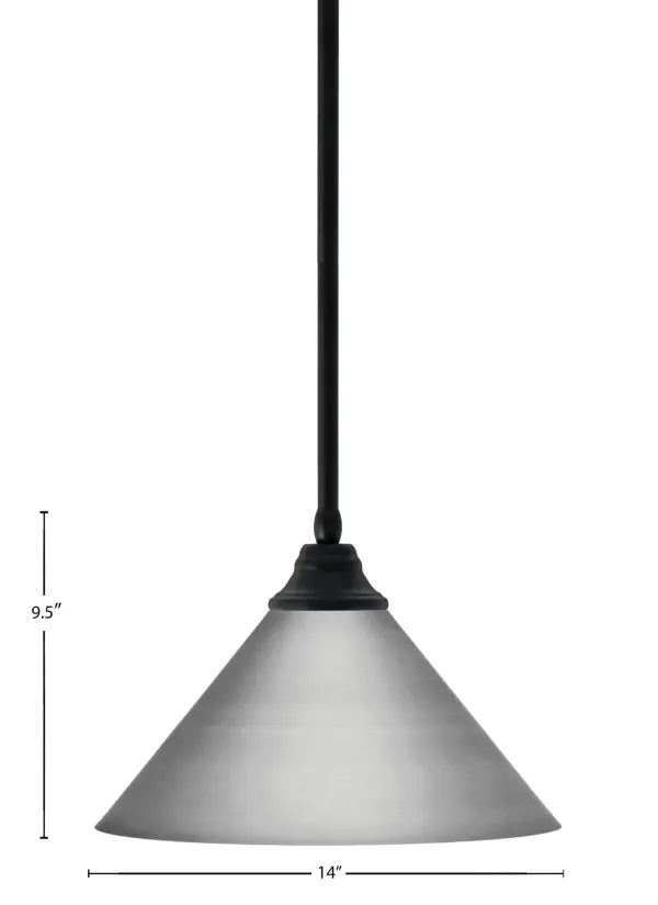 This stem-hung pendant combines matte black hardware with a brushed nickel cone shade for a sophisticated two-tone look. The adjustable height and compact 14" diameter make it perfect for task lighting over islands and tables. - alternate view