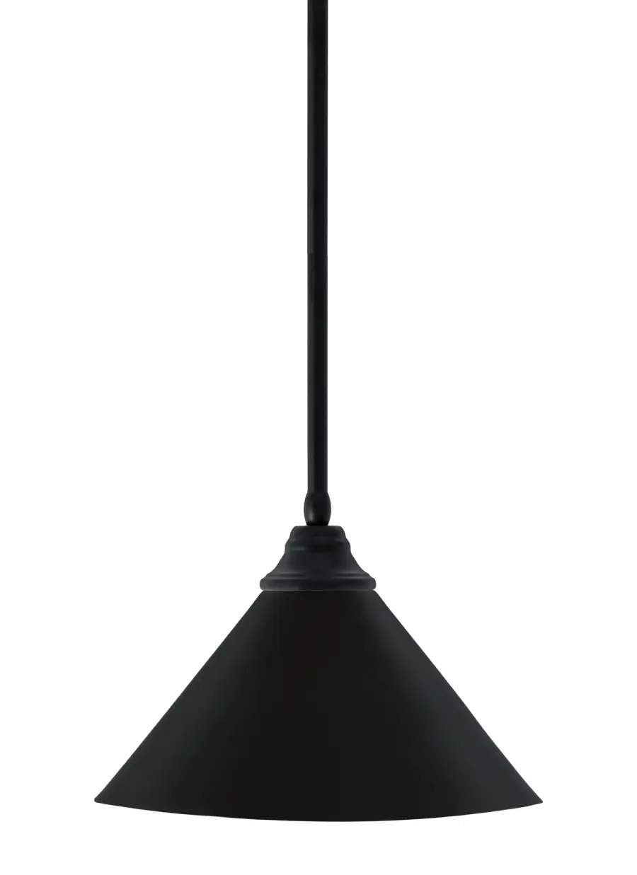 14" Matte Black Cone Pendant Light - Image 1