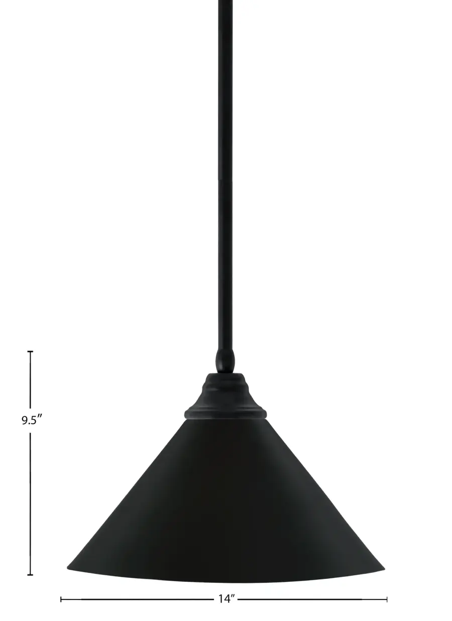 14" Matte Black Cone Pendant Light - Image 2