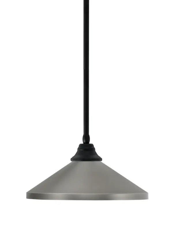 This compact 14-inch cone pendant combines industrial style with modern versatility. The matte black finish and graphite metal shade create a sophisticated look, while adjustable stem sections allow customization for various ceiling heights.