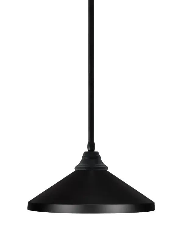 This 14-inch matte black cone pendant combines industrial charm with modern versatility. The adjustable stem system allows customization from 10.75" to 58.75", making it adaptable to various ceiling heights and spaces.