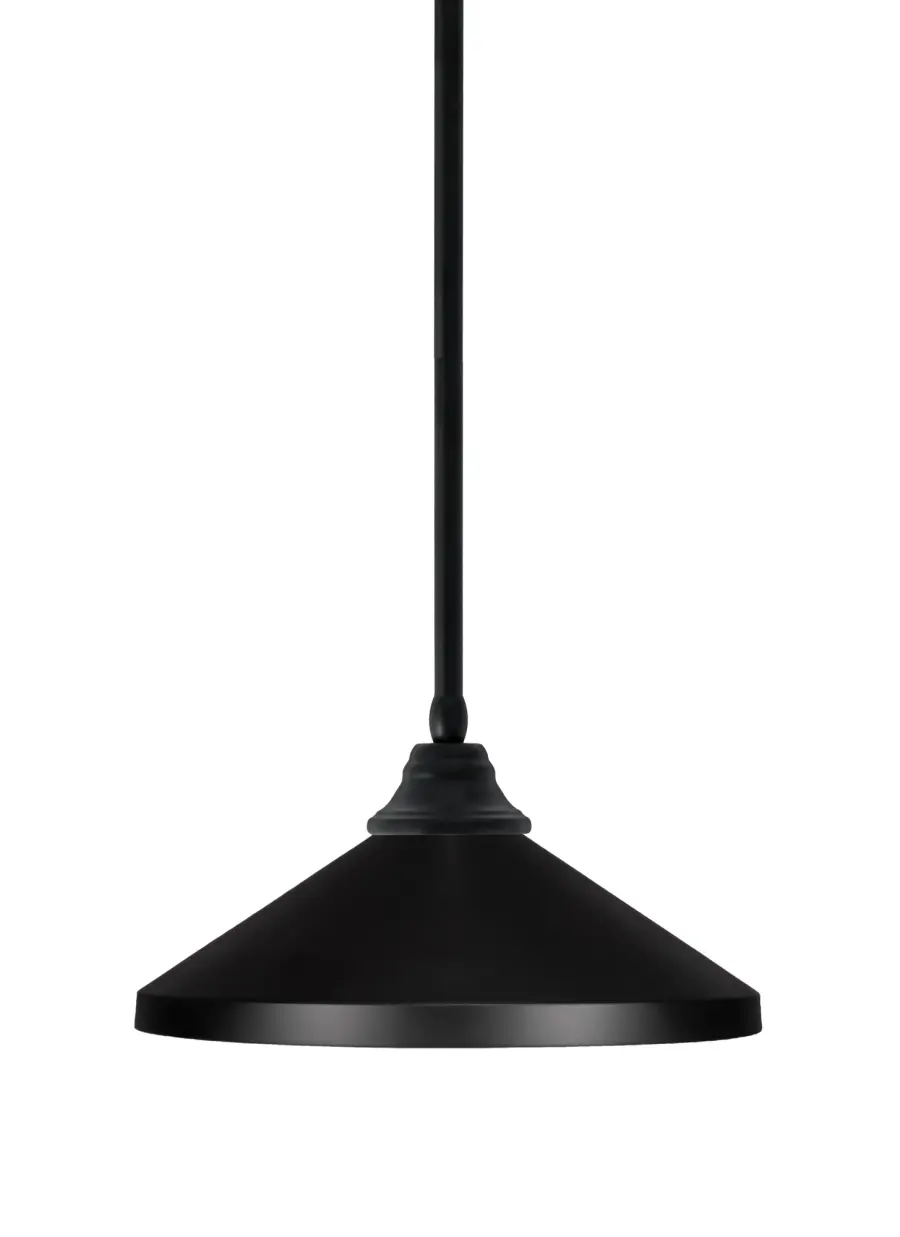 14" Matte Black Cone Pendant Light - Image 1