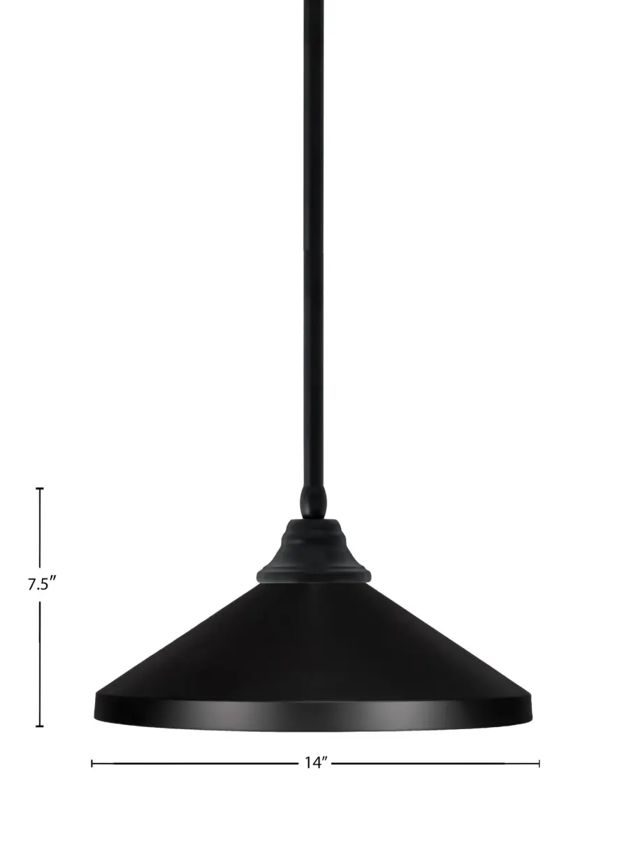 14" Matte Black Cone Pendant Light - Image 2