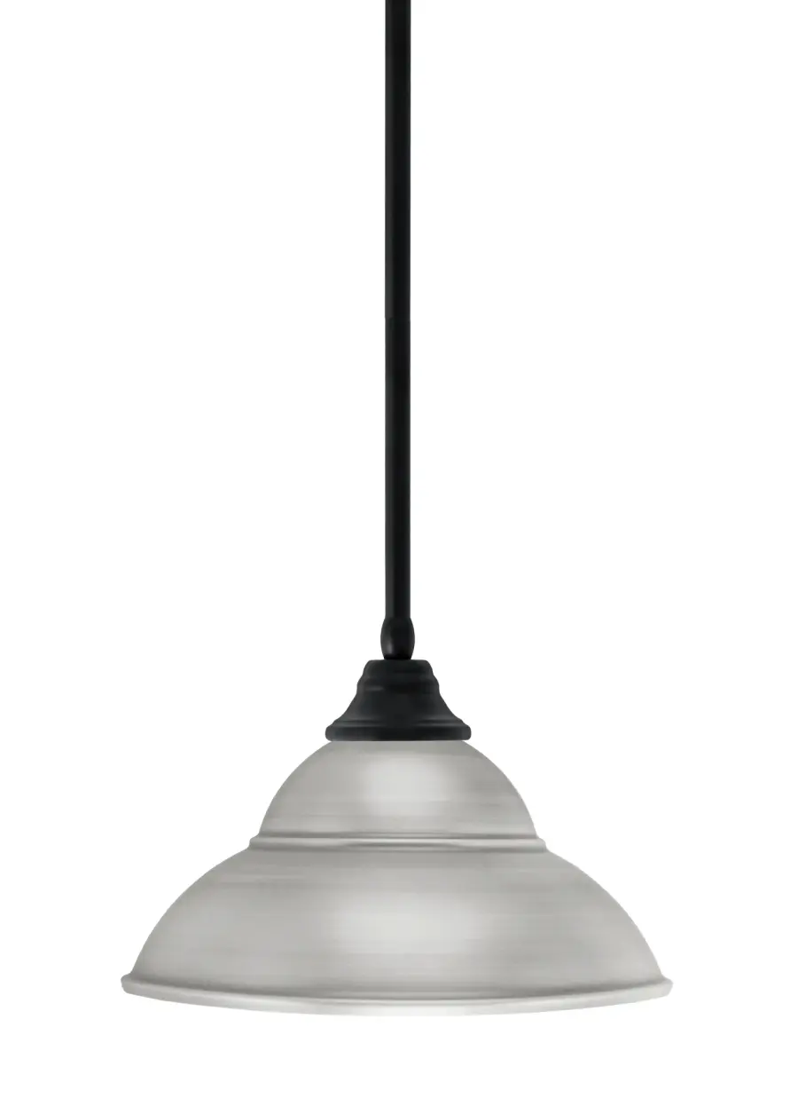 Matte Black Stem Pendant with Brushed Nickel Double Bubble Shade - Image 1