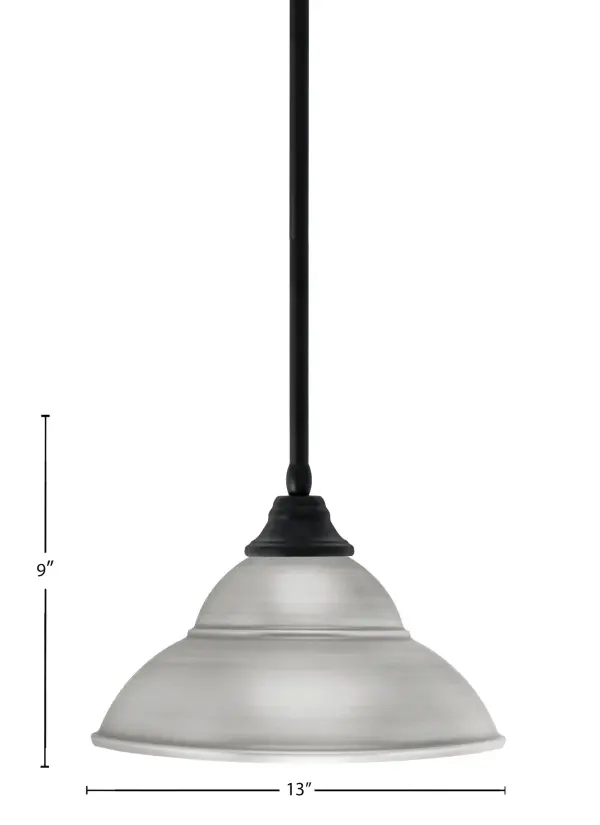 This contemporary stem pendant combines matte black and brushed nickel finishes for a sophisticated two-tone look. The 13-inch double bubble shade provides focused task lighting while the adjustable height makes it ideal for various ceiling heights. - alternate view