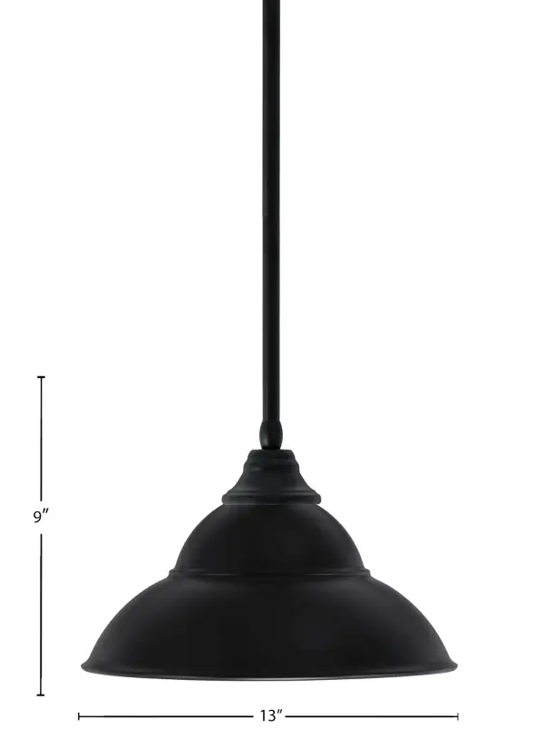 This modern stem hung pendant combines industrial style with contemporary elegance. The 13-inch matte black double bubble metal shade creates visual interest while the adjustable height makes it versatile for various spaces. - alternate view