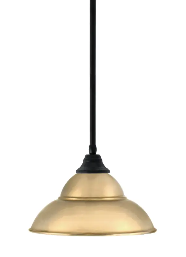 Matte Black Stem Pendant with New Age Brass Double Bubble Shade - Image 1