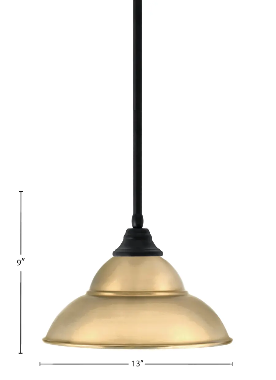 Matte Black Stem Pendant with New Age Brass Double Bubble Shade - Image 2