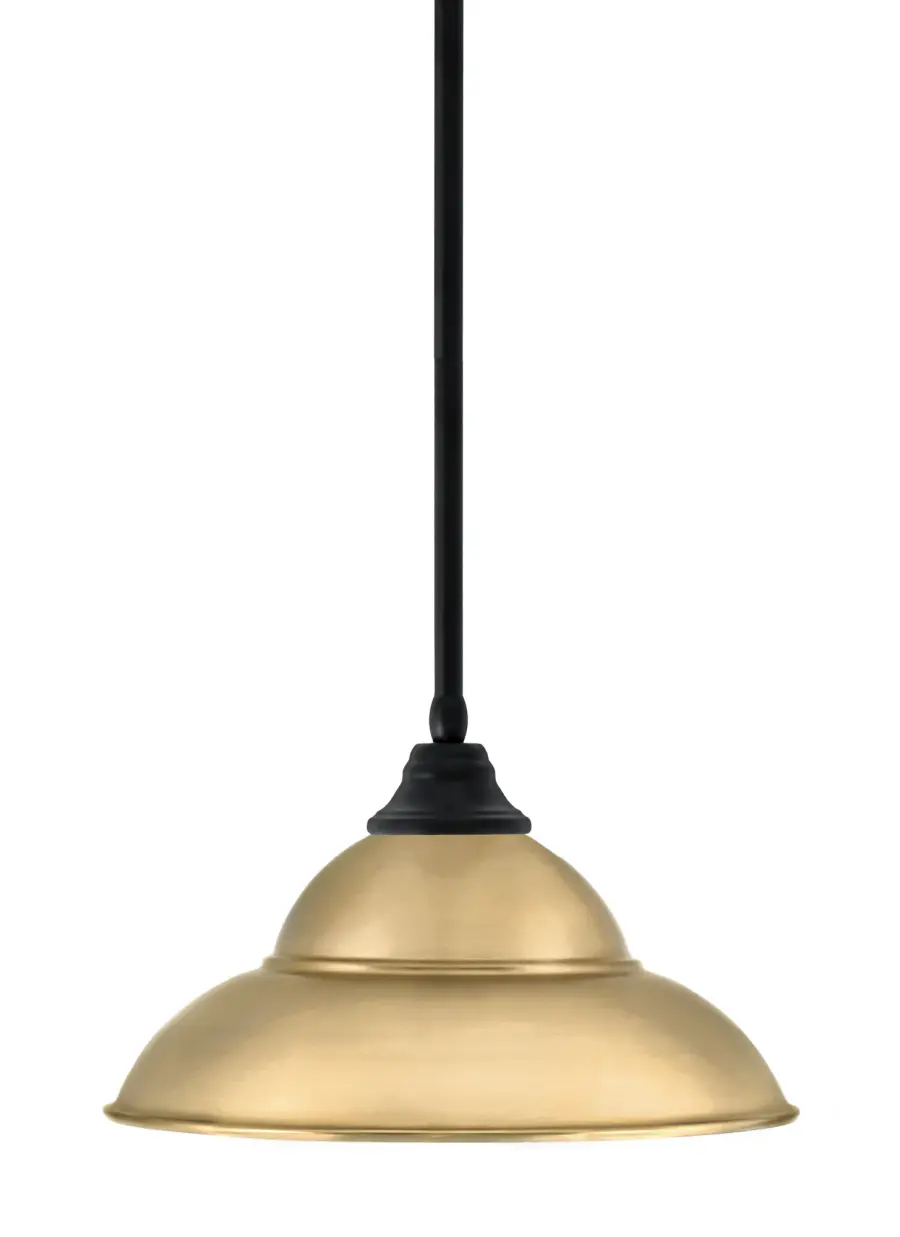 16" Double Bubble Metal Pendant in Matte Black with New Age Brass Shade - Image 1
