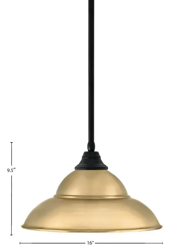16" Double Bubble Metal Pendant in Matte Black with New Age Brass Shade - Image 2
