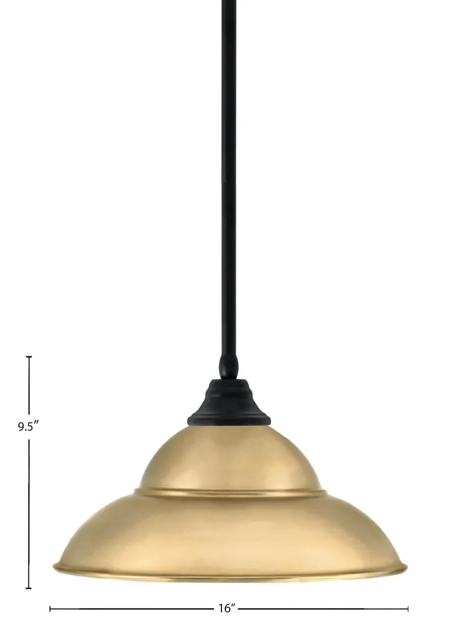 16" Double Bubble Metal Pendant in Matte Black with New Age Brass Shade - Image 2