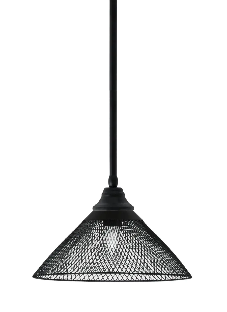 14" Matte Black Cone Mesh Metal Pendant - Image 1