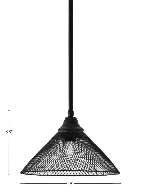 14" Matte Black Cone Mesh Metal Pendant - Image 2