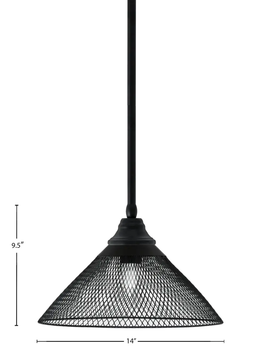 14" Matte Black Cone Mesh Metal Pendant - Image 2
