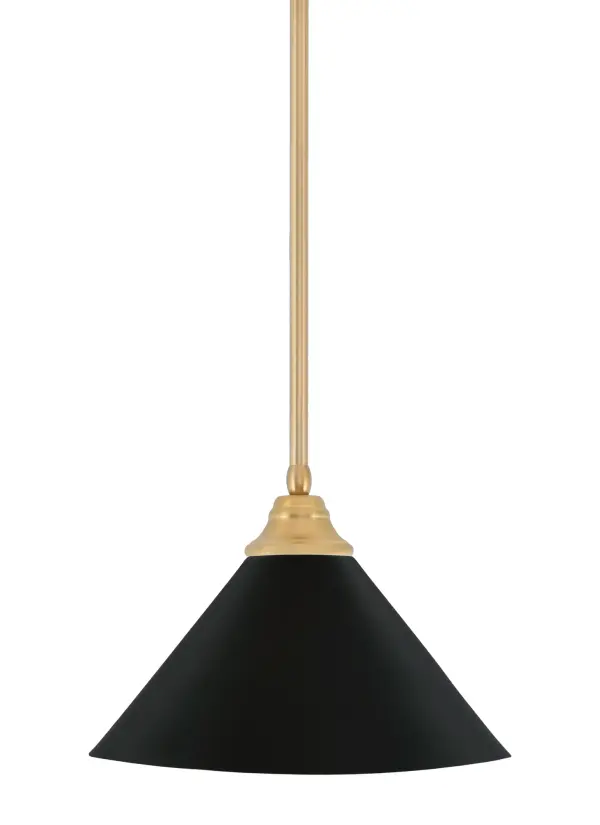 Stem Hung Pendant with Matte Black Cone Shade - Image 1