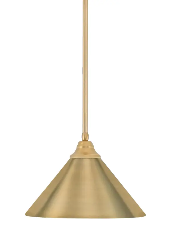 Toltec Lighting Stem Hung Pendant with New Age Brass Cone Shade - Image 1