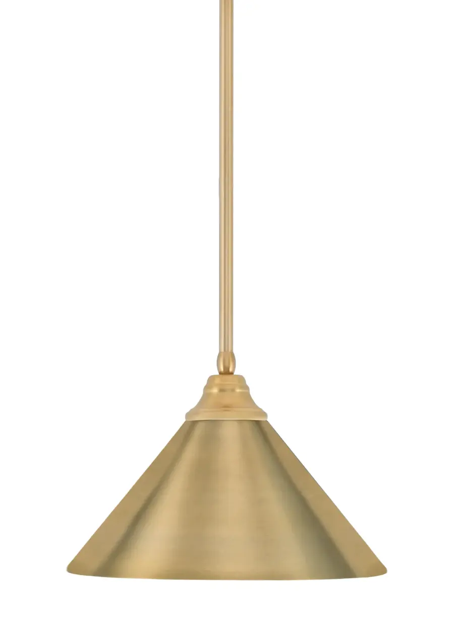 Toltec Lighting Stem Hung Pendant with New Age Brass Cone Shade - Image 1