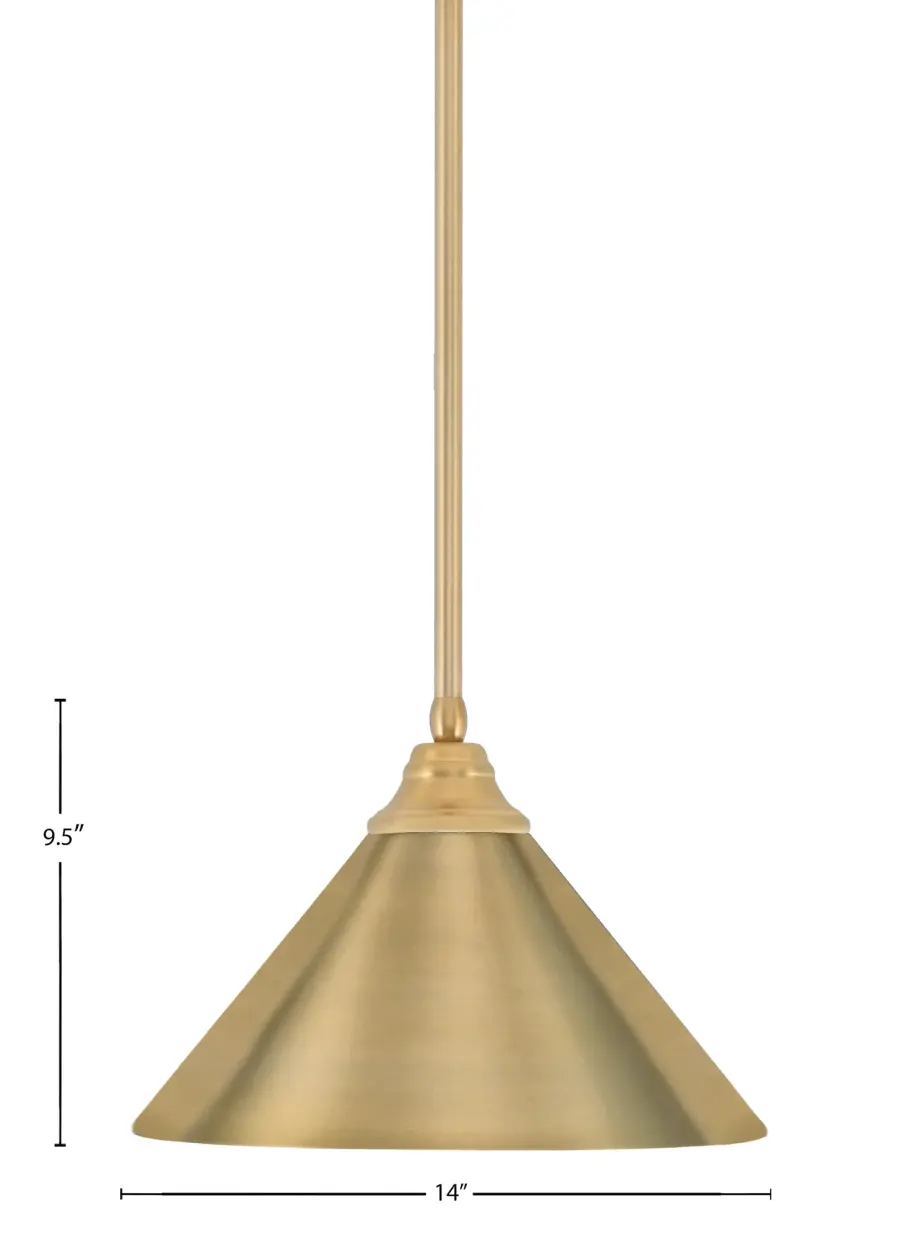 Toltec Lighting Stem Hung Pendant with New Age Brass Cone Shade - Image 2