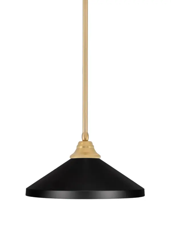 Stem Hung Pendant with Matte Black Cone Shade - Image 1