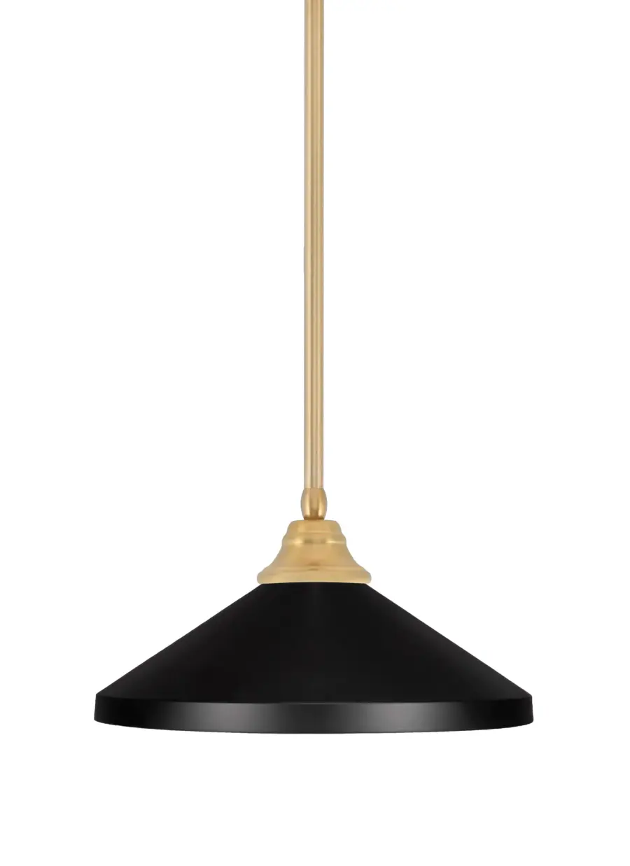 Stem Hung Pendant with Matte Black Cone Shade - Image 1