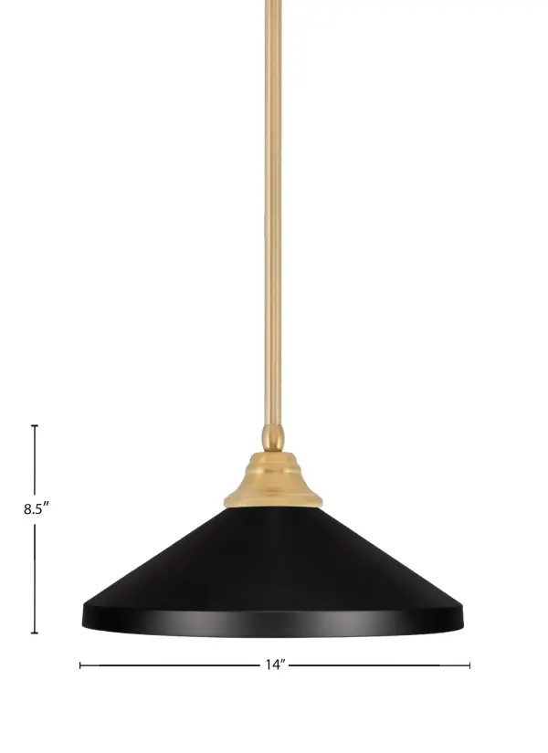 Stem Hung Pendant with Matte Black Cone Shade - Image 2