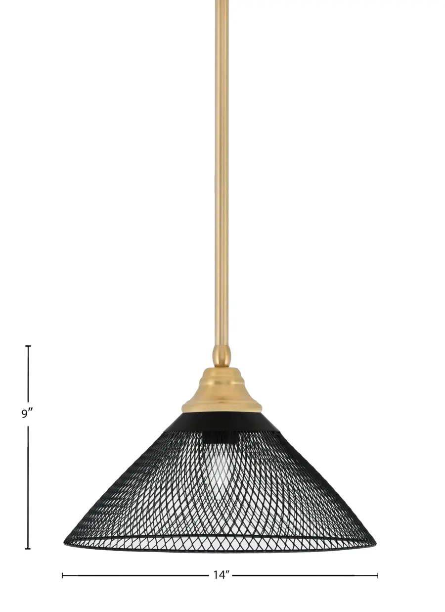 Toltec Lighting Stem Hung Pendant with Matte Black Cone Mesh Shade - Image 2