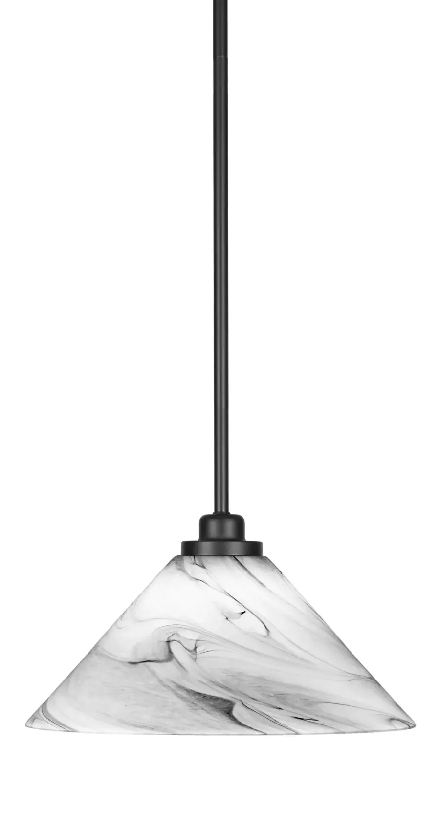 Odyssey Stem Hung Mini Pendant with Onyx Swirl Glass - Image 1
