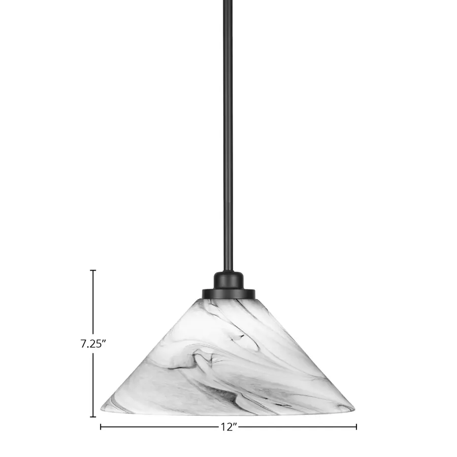 Odyssey Stem Hung Mini Pendant with Onyx Swirl Glass - Image 2