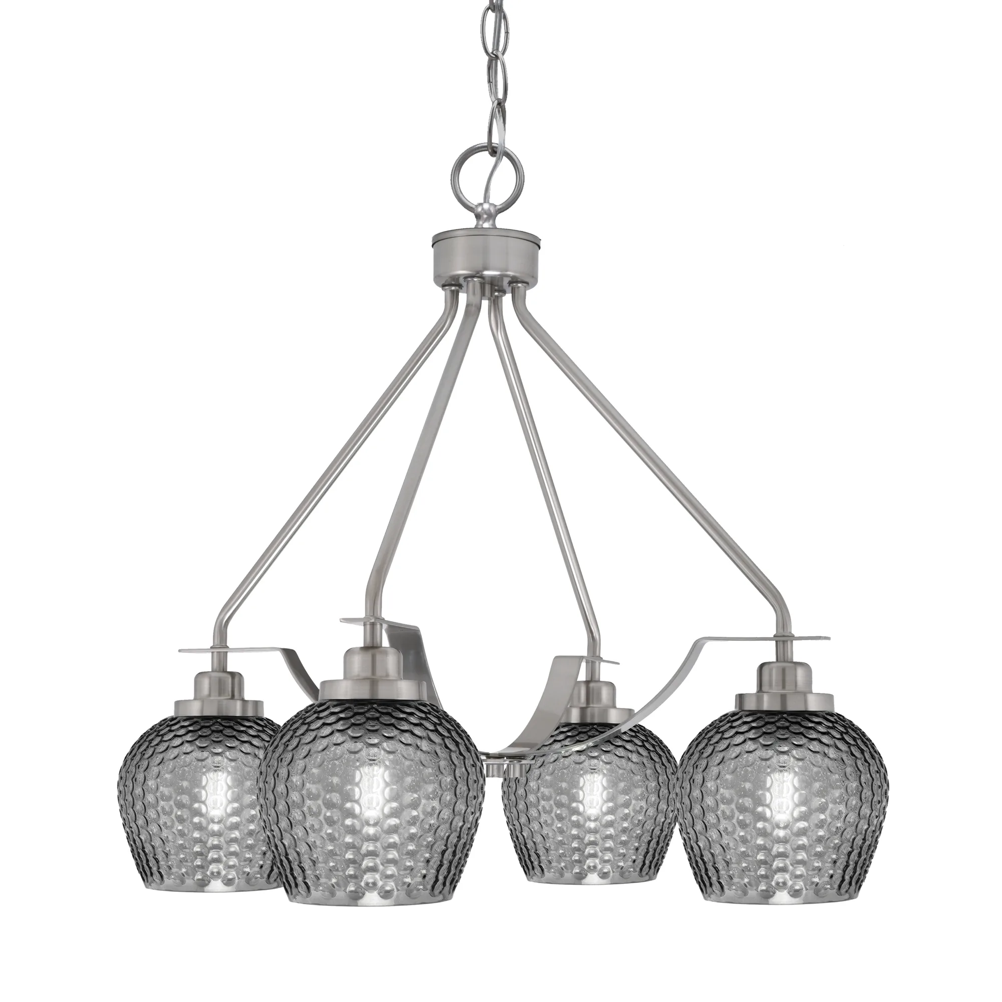 Odyssey 4 Light Chandelier with Smoke Textured Glass