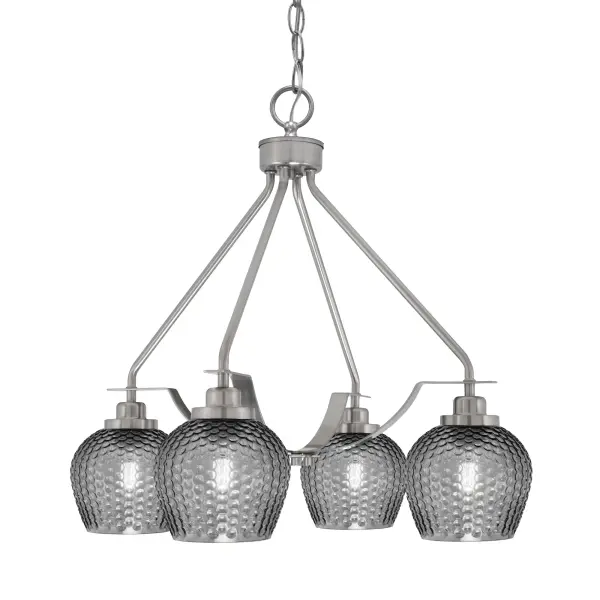 Odyssey 4 Light Chandelier with Smoke Textured Glass - Image 1