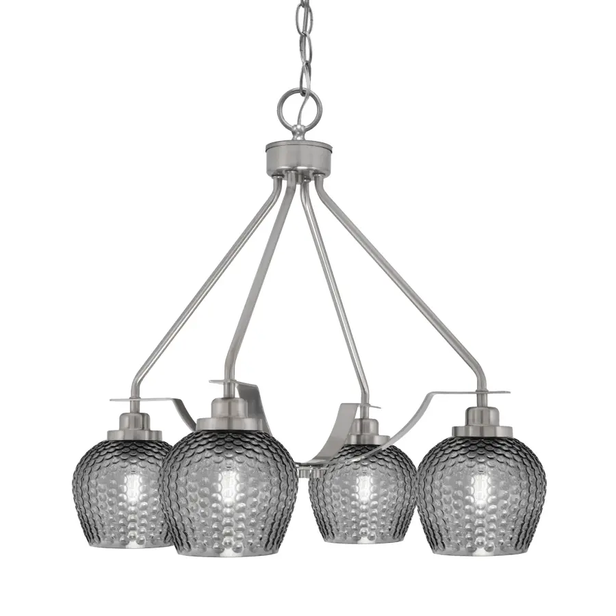 Odyssey 4 Light Chandelier with Smoke Textured Glass - Image 1