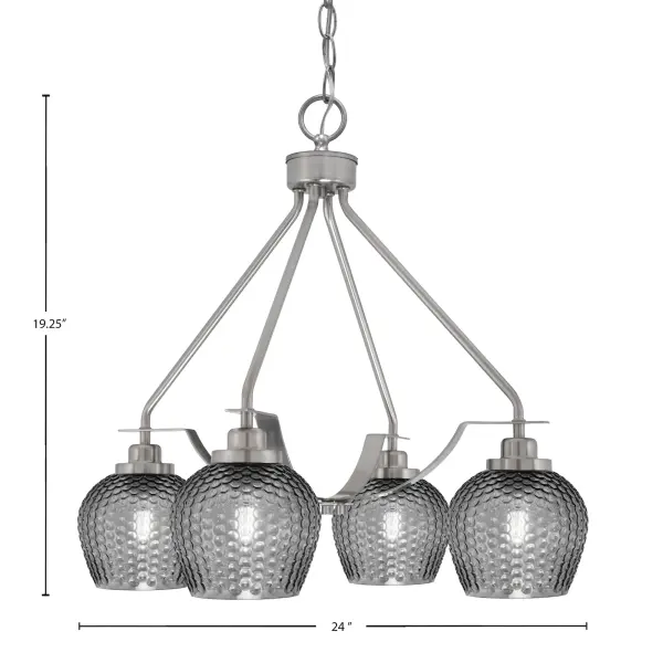 Odyssey 4 Light Chandelier with Smoke Textured Glass - Image 2