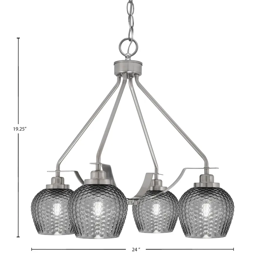 Odyssey 4 Light Chandelier with Smoke Textured Glass - Image 2