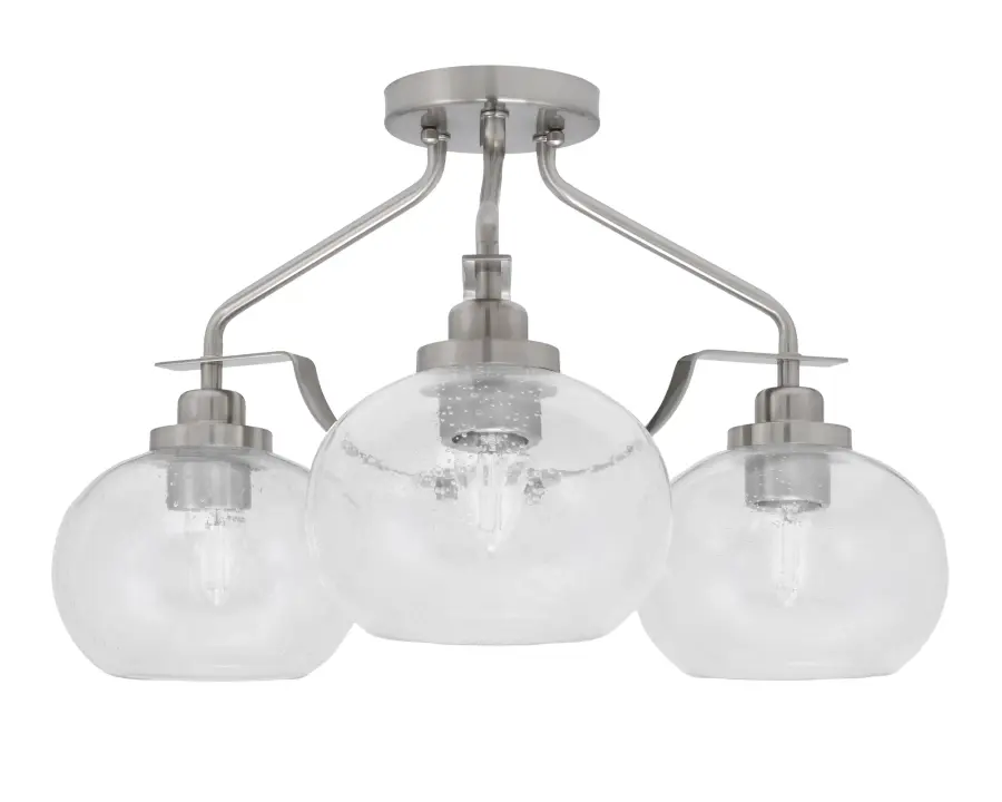 Odyssey 3-Light Semi-Flush Mount with Clear Bubble Glass - Image 1