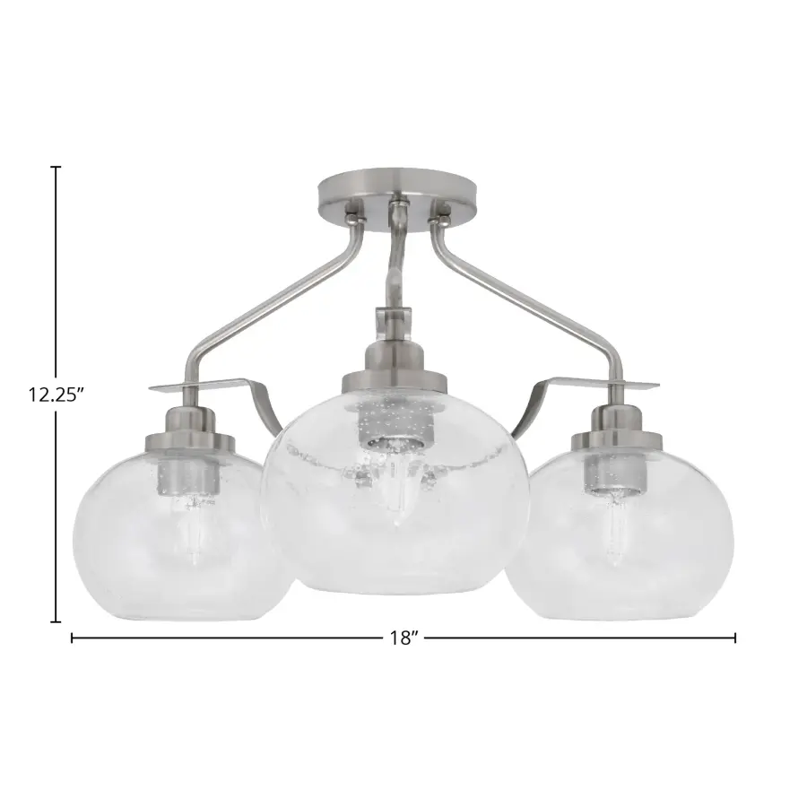Odyssey 3-Light Semi-Flush Mount with Clear Bubble Glass - Image 2