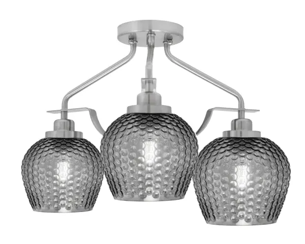 Odyssey 3-Light Semi-Flush with Smoke Textured Glass - Image 1