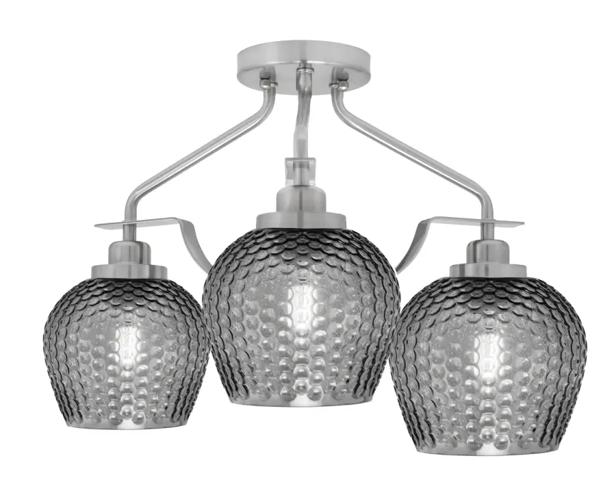 Odyssey 3-Light Semi-Flush with Smoke Textured Glass - Image 1