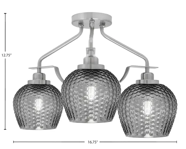 Odyssey 3-Light Semi-Flush with Smoke Textured Glass - Image 2