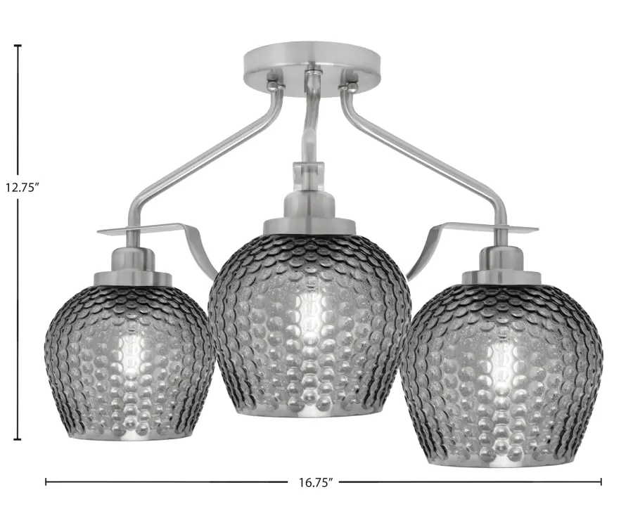 Odyssey 3-Light Semi-Flush with Smoke Textured Glass - Image 2
